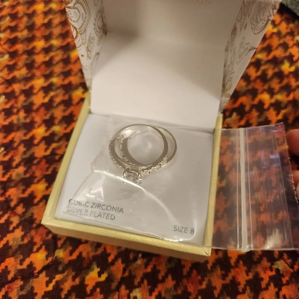 Silver Plated Cubic Zirconia Charter Club Cubic Zirconia Ring Set Size 8